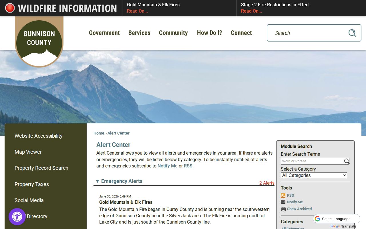 Gunnison County public safety alerts that are not a wanted list