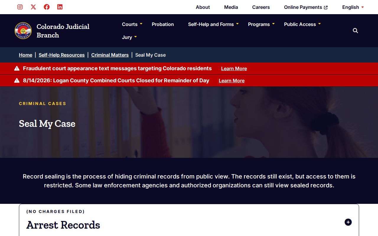 Colorado official forms to seal Gunnison County arrest records